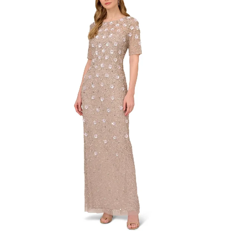 women's glam dressesAdrianna Papell Womens Floral Embellished Evening Dress