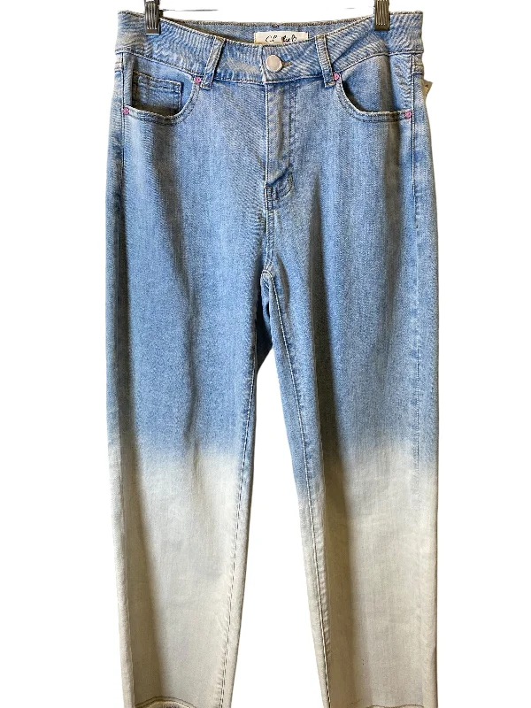 women's denim jeans with distressed thighsJeans Straight By Charlie B In Ombre Print, Size: 6