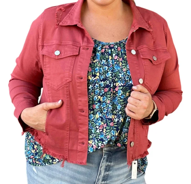 cozy women's coatsWashed Jacket In Brick Red