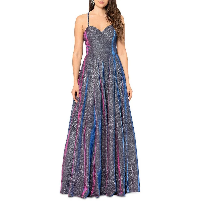 women's neon dressesBlondie Nites Womens Juniors Glitter Illusion Evening Dress