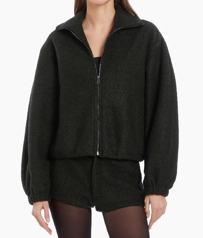 women's coats for apple-shaped bodiesCombo Bomber Jacket In Dark Green