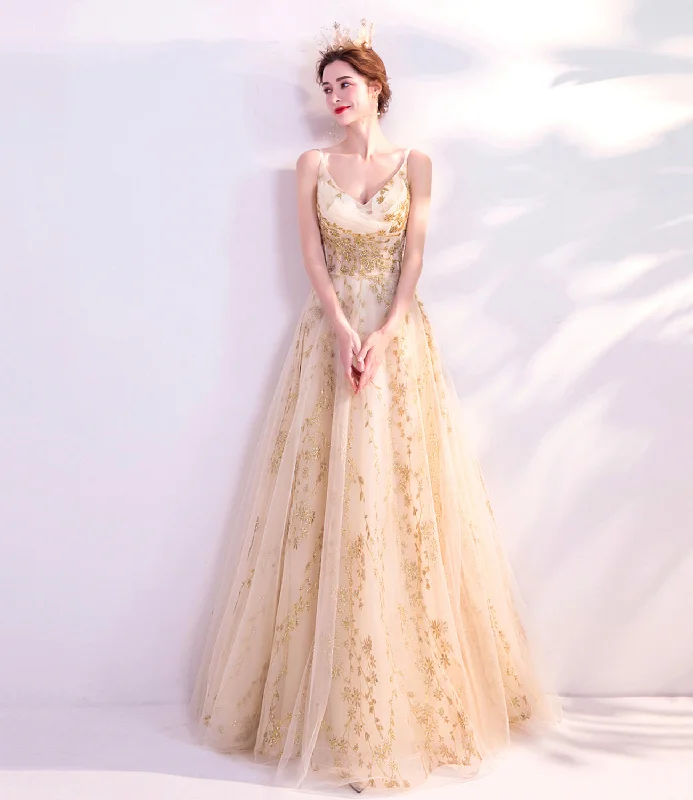 Tea-Length DressElegant tulle sequins long A line prom dress evening dress  8832