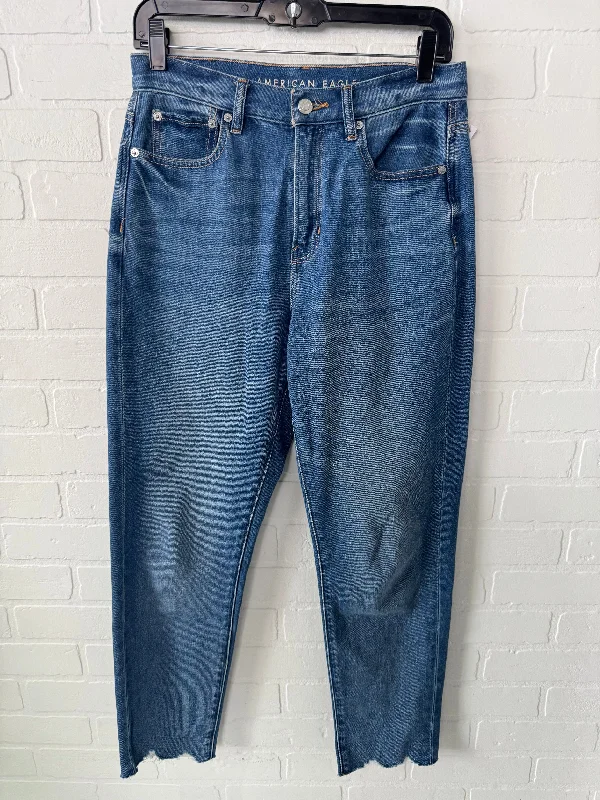 women's denim jeans with geometric patternsJeans Boyfriend By American Eagle In Blue Denim, Size: 6