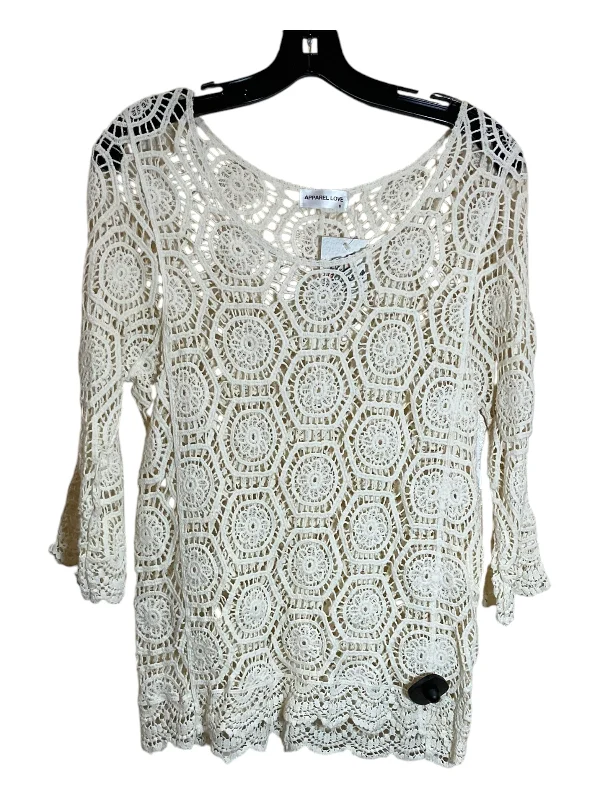 women's tops with sheer overlaysTop Long Sleeve By Clothes Mentor In Cream, Size: S