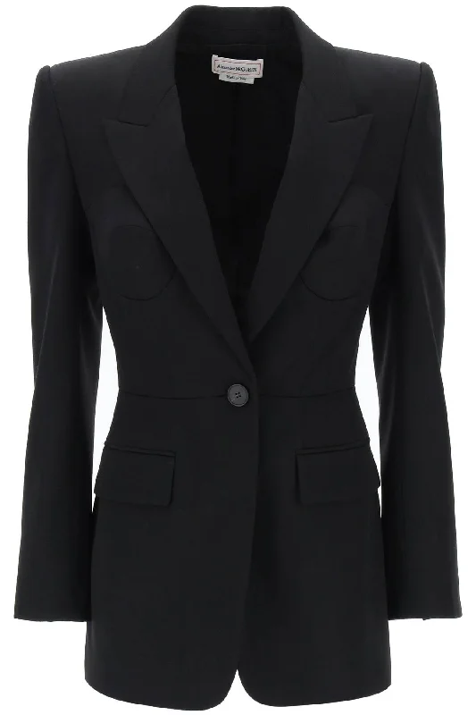 women's coats for relaxed weekendsAlexander Mcqueen Women's Fitted Jacket With Bustier Details