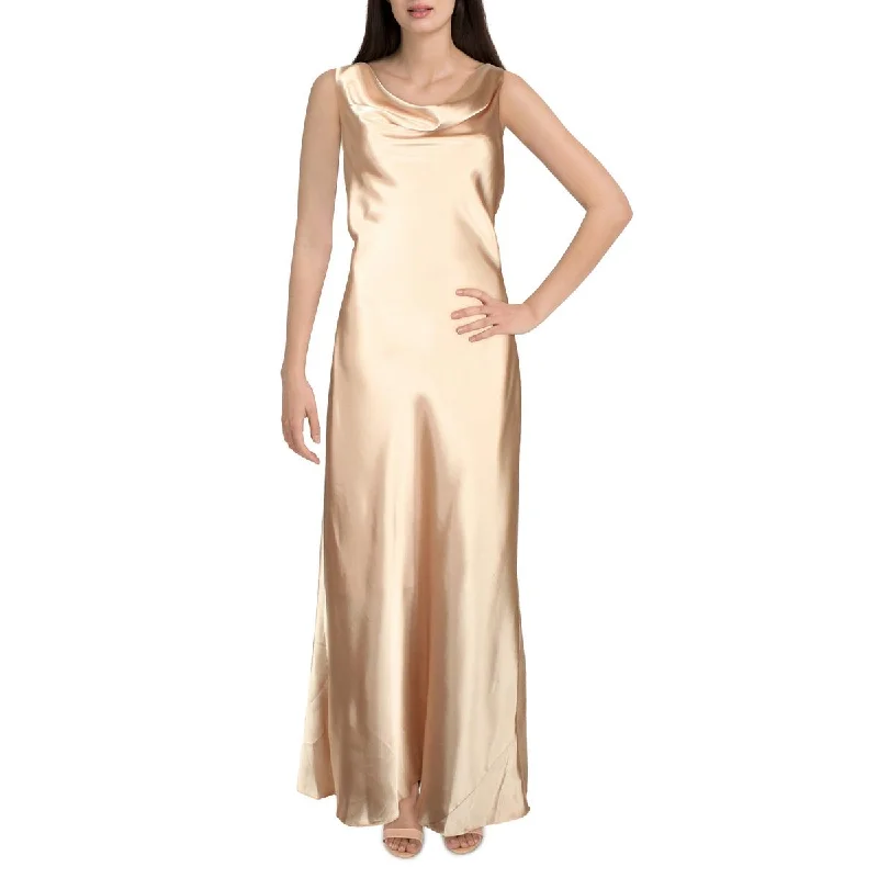 women's off-the-shoulder dressesKarina Womens Satin Sleeveless Evening Dress