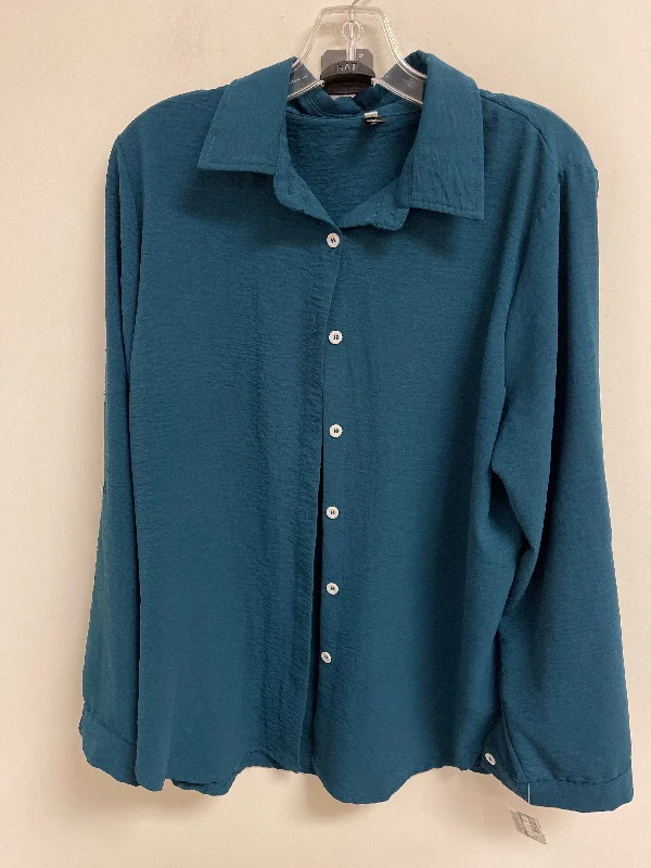 women's tops with built-in brasTop Long Sleeve By Clothes Mentor In Teal, Size: 2x