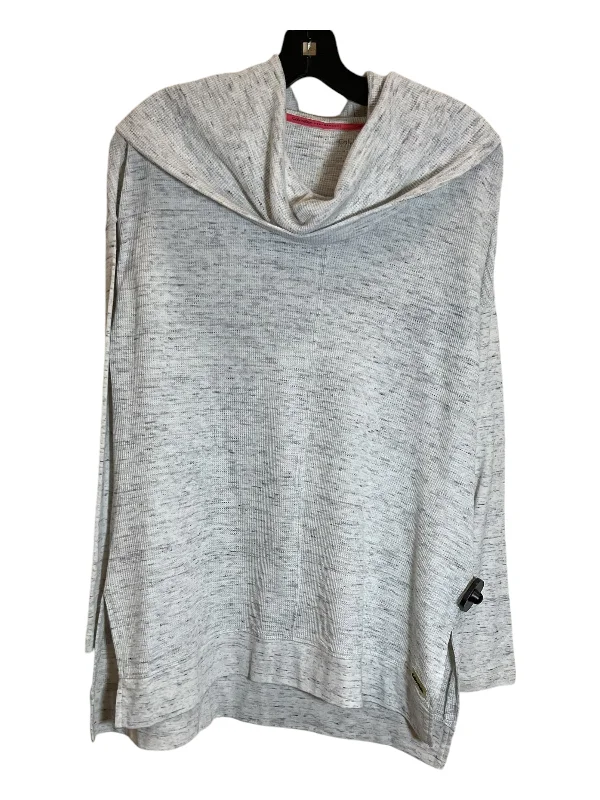 women's tops with embroidery detailsTop Long Sleeve By Calvin Klein In Grey, Size: S