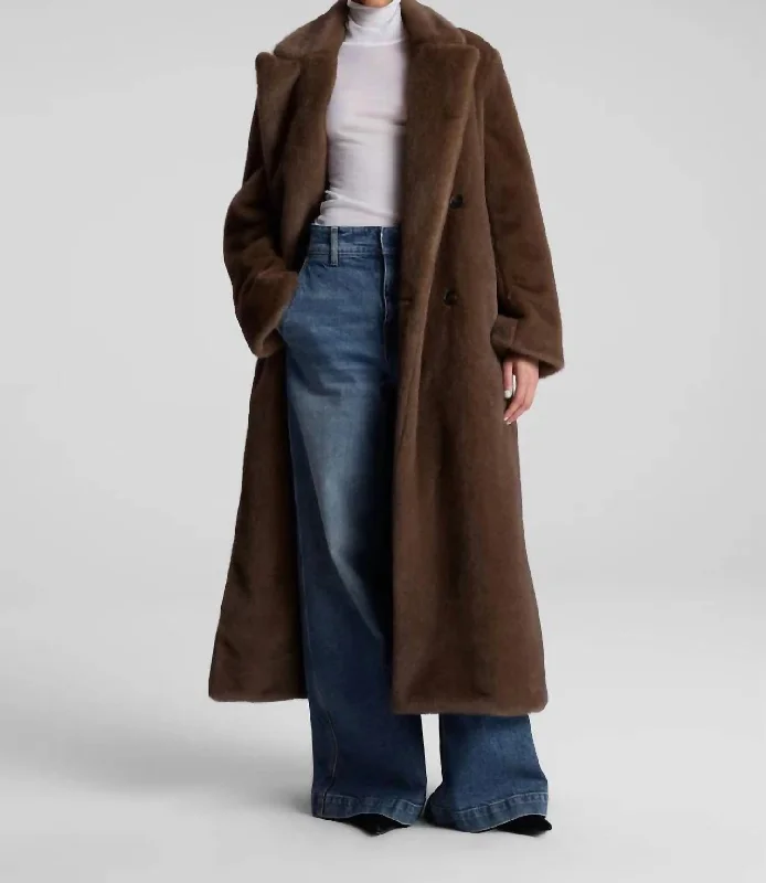 women's shearling coatsFranklin Faux Fur Coat In Brown