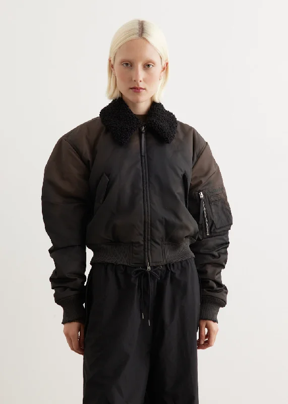 women's coats with pocketsObido Nylon Bomber Jacket