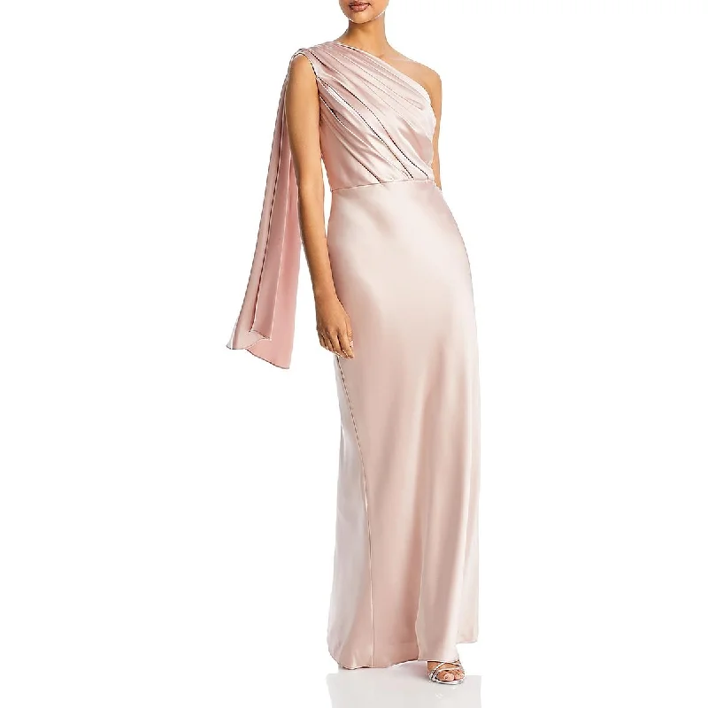 women's bell-sleeved dressesAmsale Womens Satin One Shoulder Evening Dress