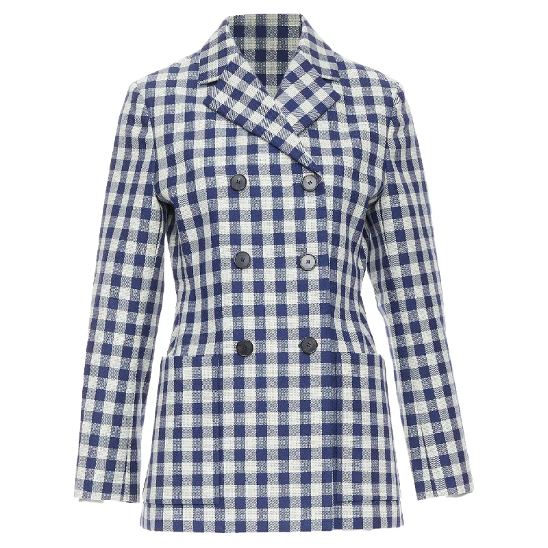 women's coats in bold colorsChristian Dior virgin wool checkered bar jacket