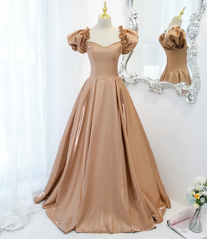 Minimalist DressCute satin long A line prom dress evening dress  8813