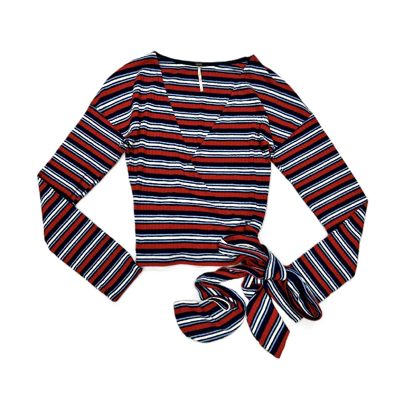 women's tops for those who want to add a pop of color to their outfitsTop Long Sleeve Basic By Free People In Red White Blue, Size: L