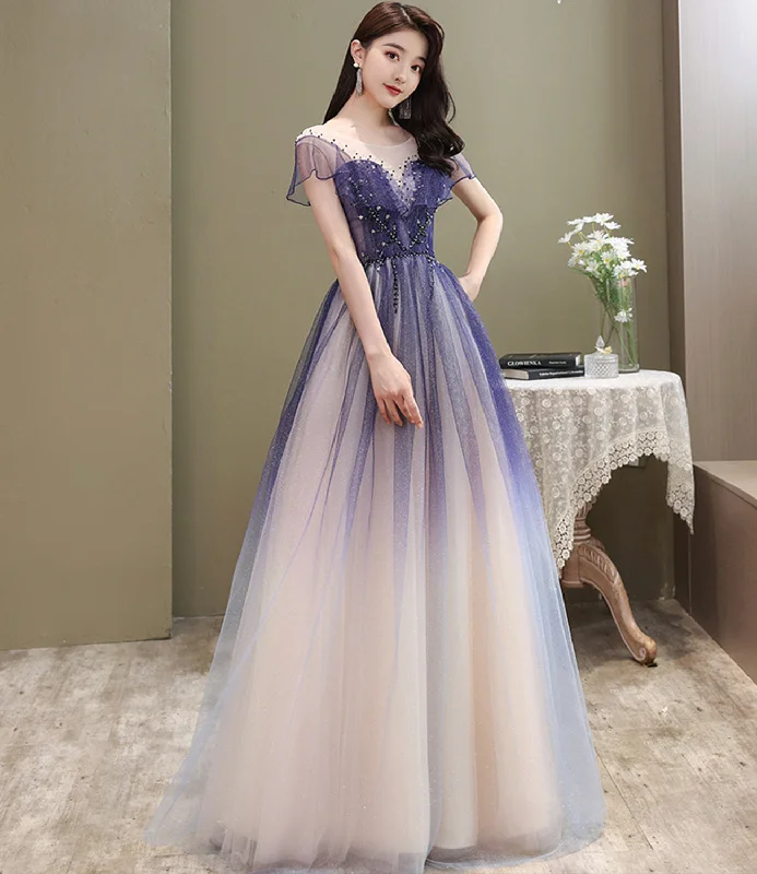 women's empire-line dressesCute tulle long A line prom dress cute evening dress  8666