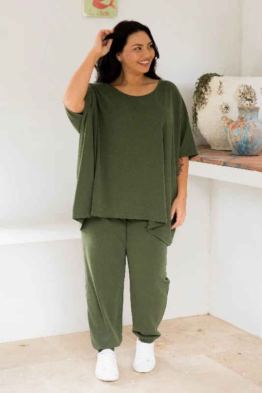 women's tops for business casual attireNice Lounge Top | Moss Green