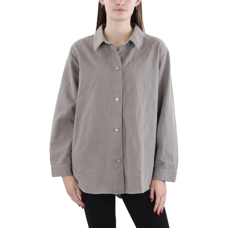 women's coats for glamorous eveningsWomens Organic Cotton Solid Shirt Jacket