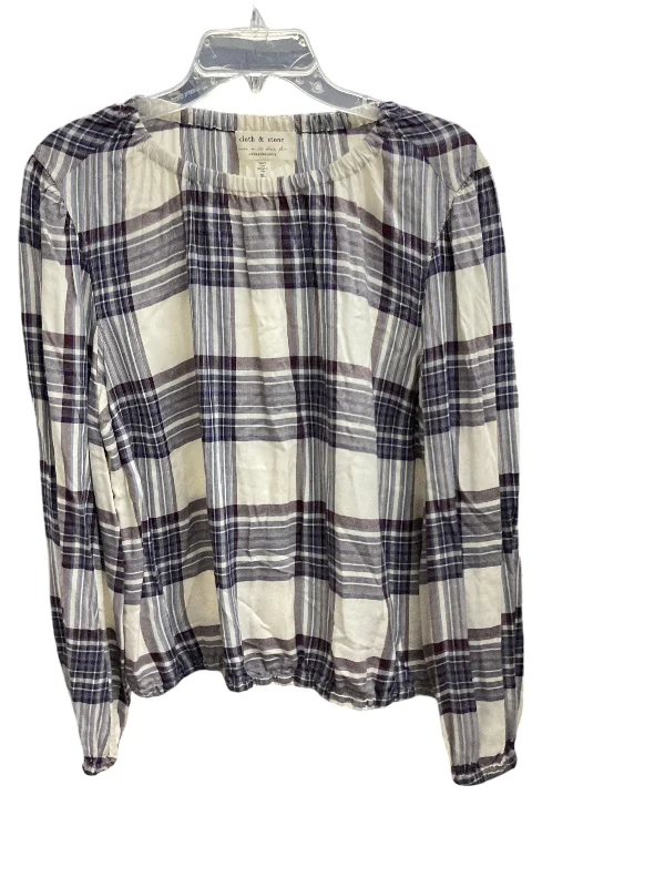 women's tops with asymmetrical designsTop Long Sleeve By Cloth & Stone In Plaid Pattern, Size: Xl