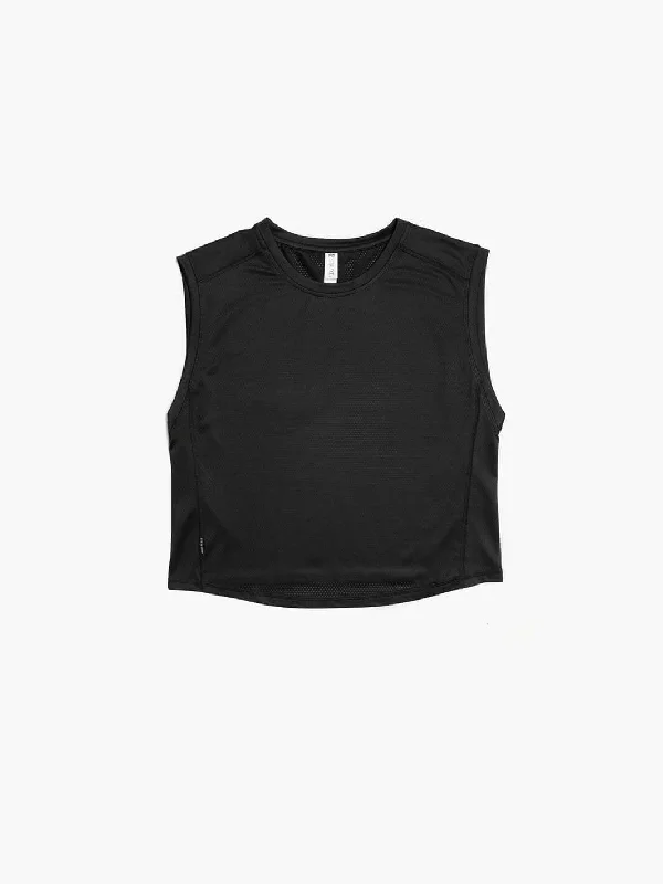 women's tops with cold-shoulder cuts and lace detailingSession Sleeveless Tee