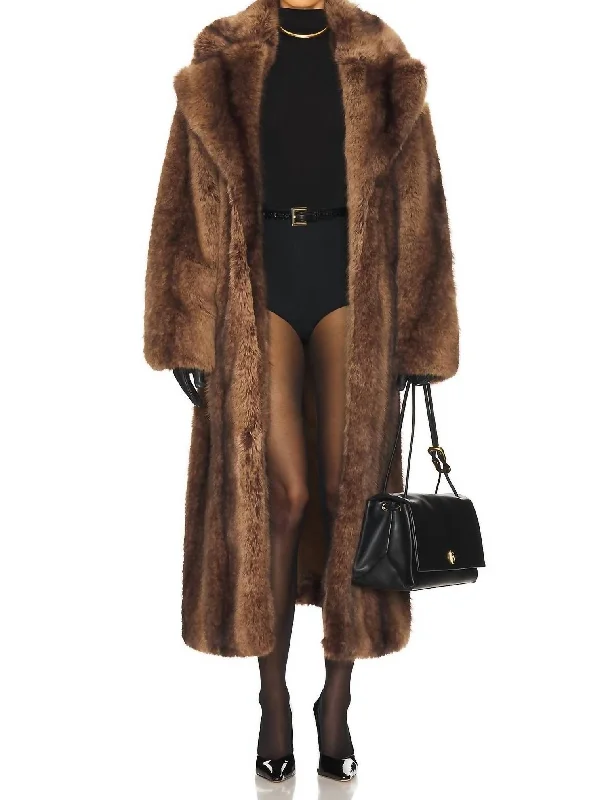 women's coats with fur collarsFaux Fur Holland Coat In Cinnamon