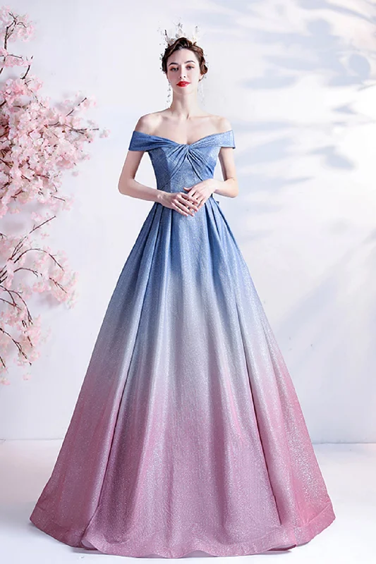 women's bespoke dressesStylish blue gradient long A line prom dress blue evening dress  8772