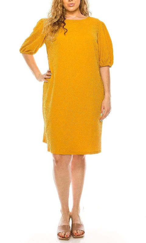 women's curve-hugging dressesLondon Times - T5376W Elbow Length Midi Crepe Dress