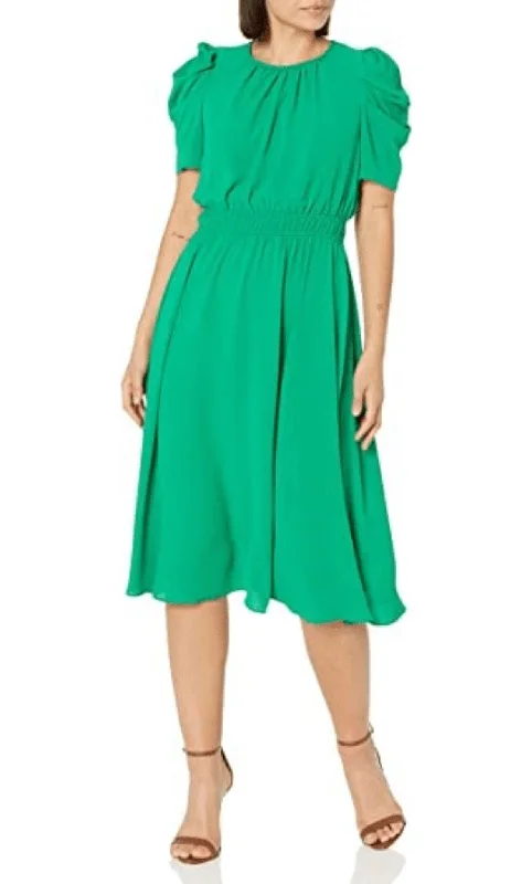 Cocktail DressLondon Times T6180M - Puffy Sleeve Midi Flowy Dress