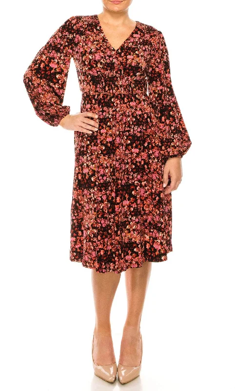 Party DressLondon Times T5953M - Floral Printed Midi Dress