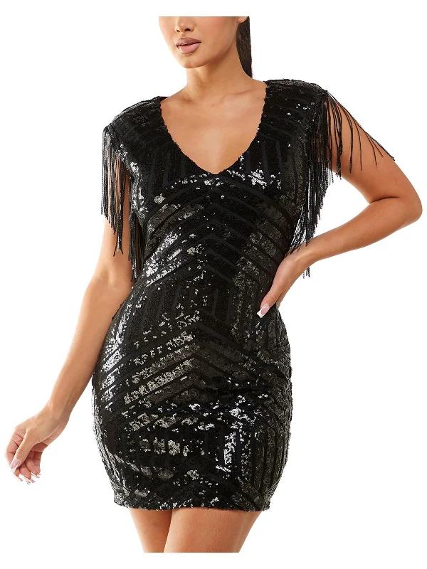 women's breathable dressesJuniors Womens Sequined Polyester Bodycon Dress