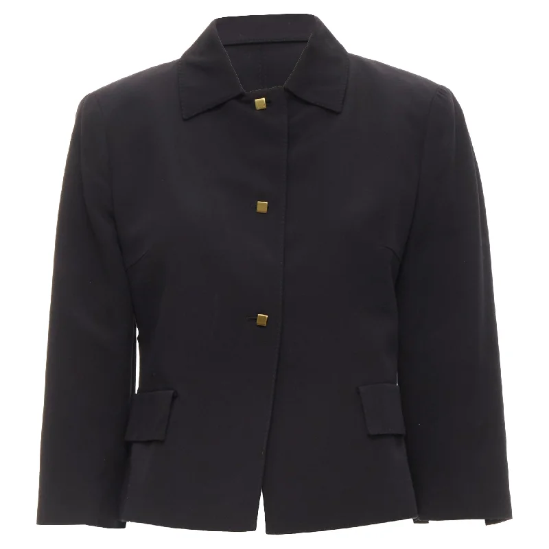 Valentino Garavani copper tone square buttons cropped blazer