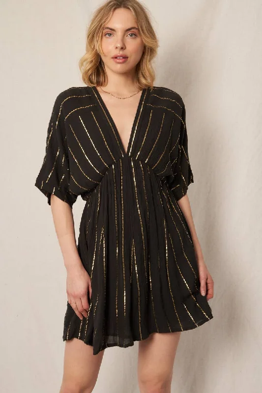 women's statement dressesSparkling Striped Kimono Mini Dress