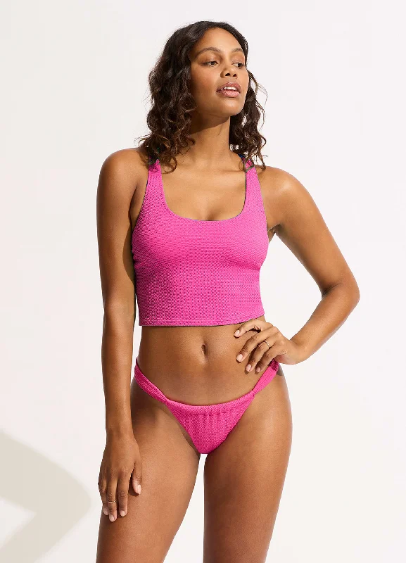 Quick-Dry Female SwimwearSea Dive Action Back Tank Bikini Top - Fuchsia Rose