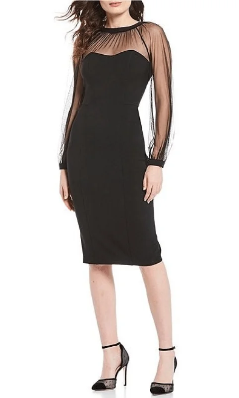 women's handmade dressesMaggy London G4507M - Illusion Sleeve Midi Dress