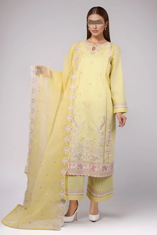 Luxury Pret Embroidered Cotton Stitched 3 Piece