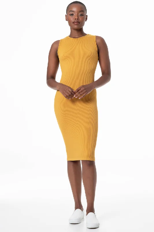 Casual Chic DressBodycon Dress _ 145764 _ Mustard