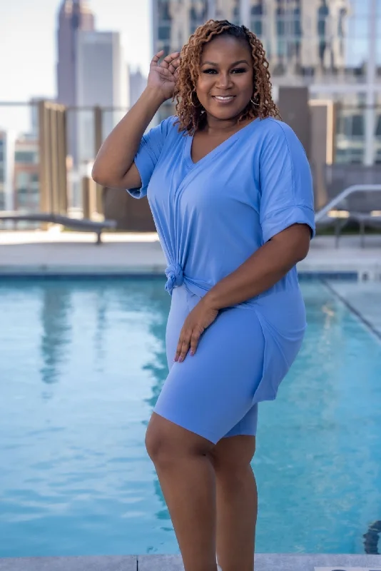 Cold-Shoulder DressMy Every Day Vibe Spring Blue mini skirt and top set