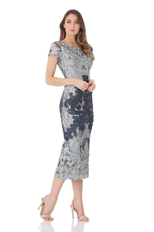 Cheetah Print DressJS Collections 865626 - Two-Toned Lace Embroidered Midi Dress