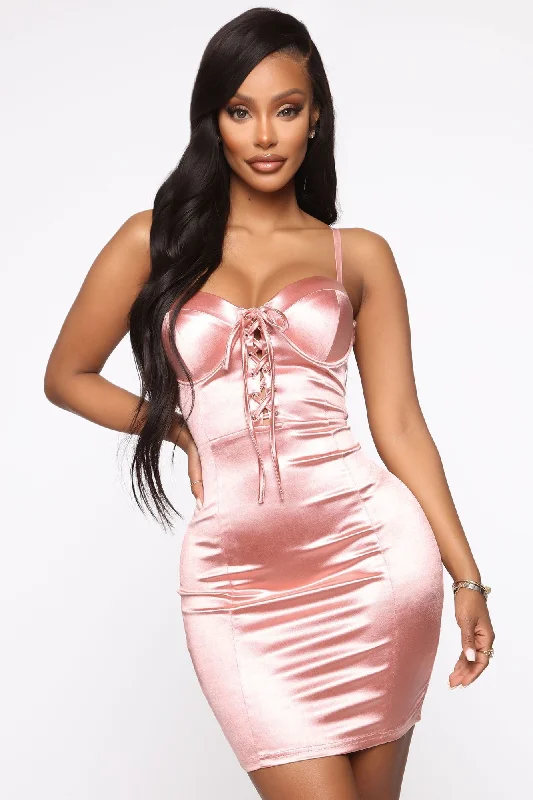 women's custom dressesBachelor Girl Satin Mini Dress - Mauve