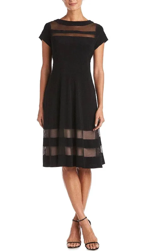 women's sustainable dressesR&M Richards 7771 - Sheer Illusion Midi Dress