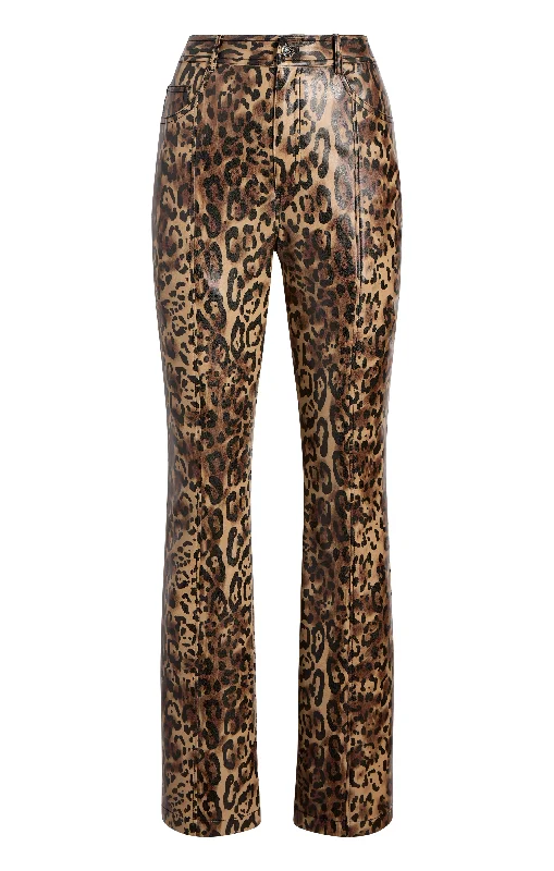 women's patterned pantsLeopard Vegan Leather Miller Pant