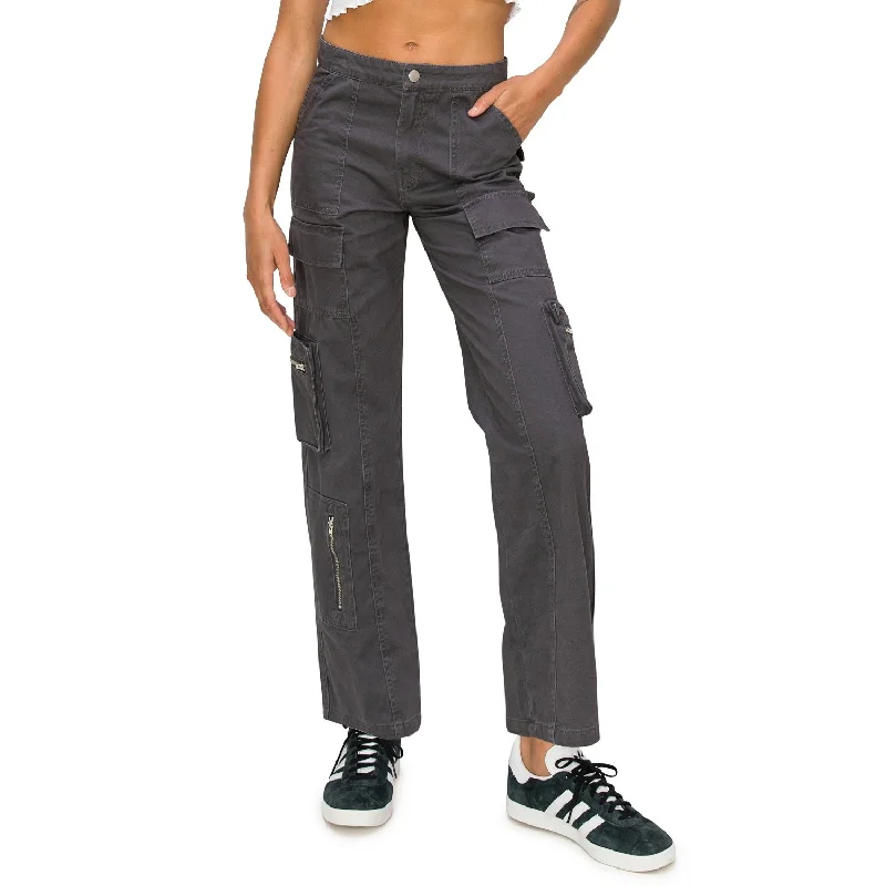 women's floral pantsStraight Leg Cargo Pants - Slate Grey