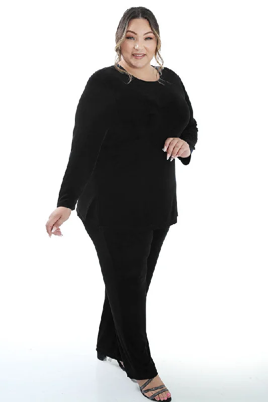 women's everyday pantsVikki Vi Classic Black Long Sleeve Tunic