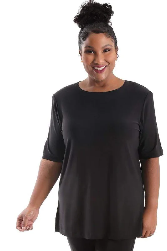 women's corduroy pantsVikki Vi Jersey Black Short Sleeve Tunic