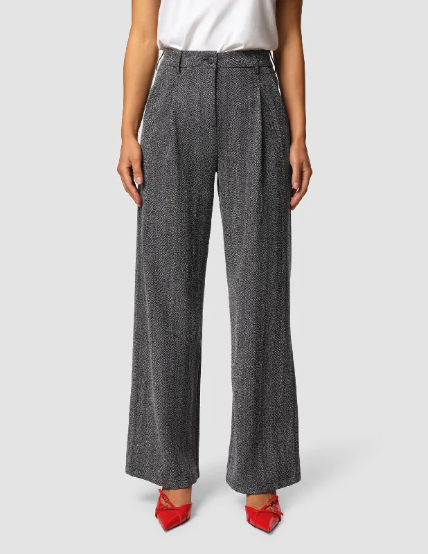 women's wide-leg pantsSerene Pants Wide Grey Herringbone