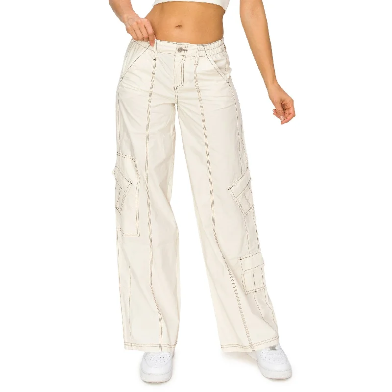 women's vintage pantsY2K Mid Rise Cargo Pants - Cream