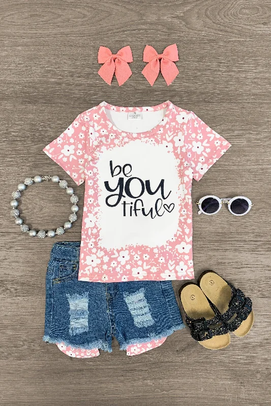 women's floral dresses"Be-You-Tiful" Pink Floral Denim Short Set