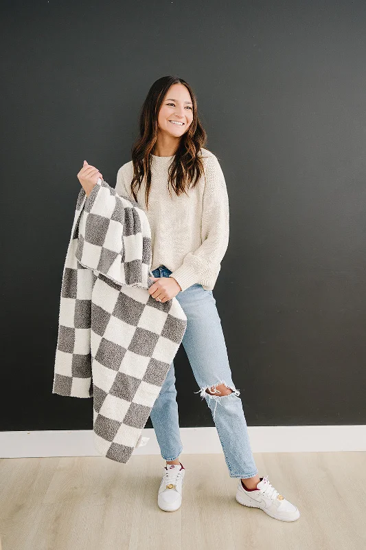 Cut-Out DressCharcoal Checkered Plush Blanket