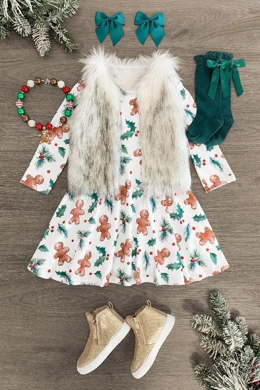 women's midi dressesWhite Holly Gingerbread Dress