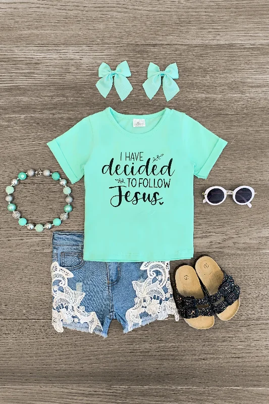 Pastel Dress"I Have Decided To Follow Jesus" Denim Short Set