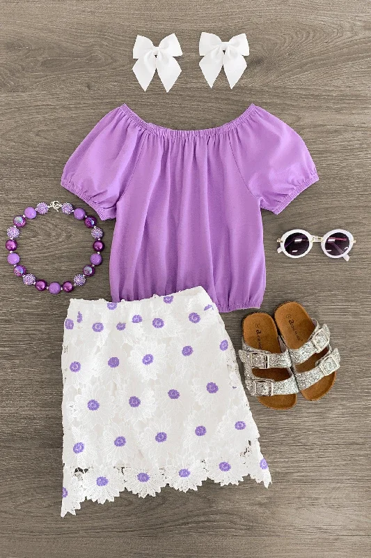 Beaded DressLavender & White Daisy Skirt Set